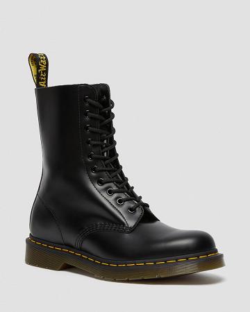 Men's Dr Martens 1490 Smooth Leather Mid Calf Ankle Boots Black | AU 416DFM